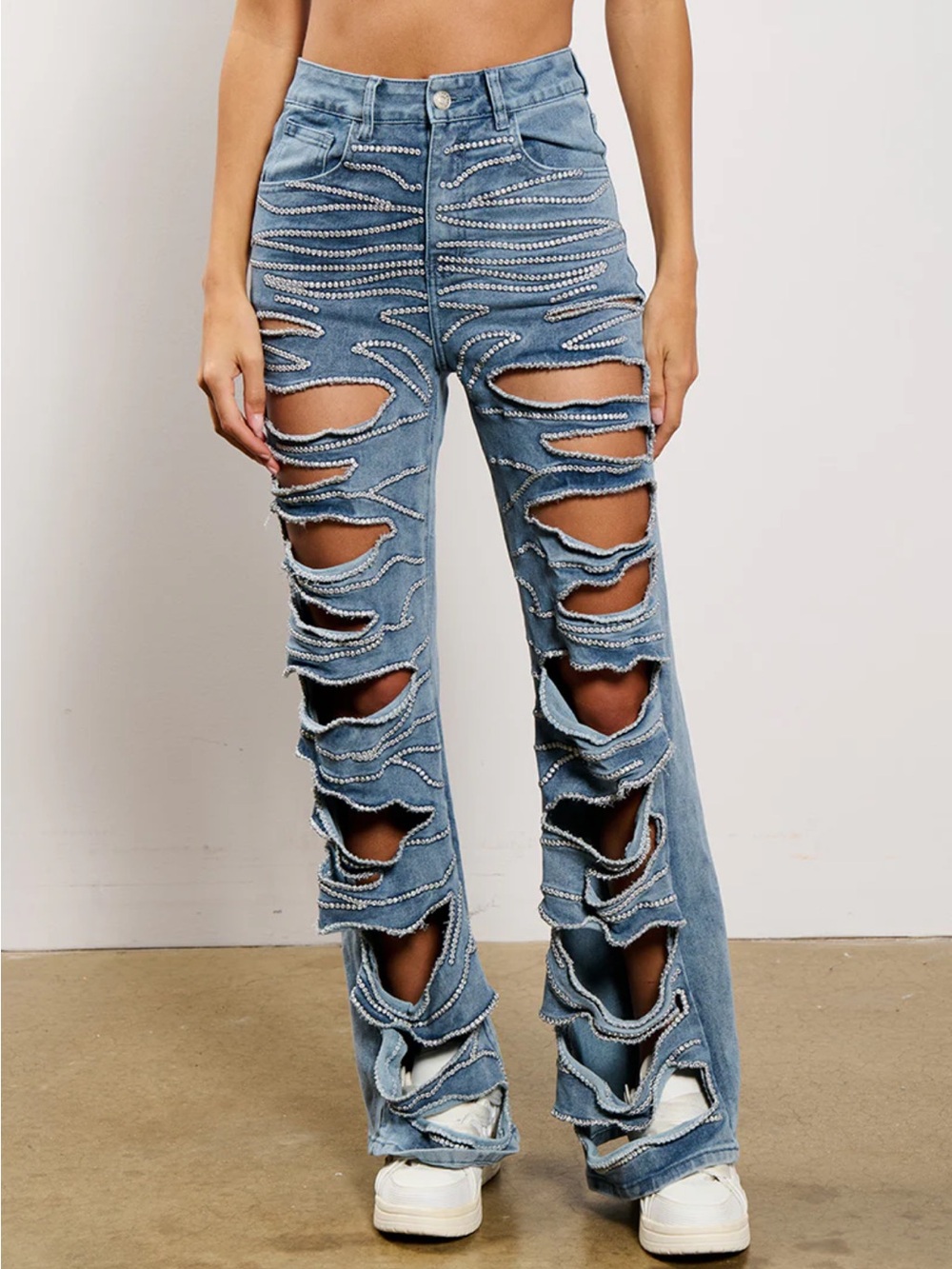 STRIPPED DOWN FLARE LEG DENIM PANT
1X